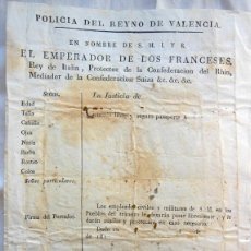 Documenti antichi: PASAPORTE CONCEDIDO EN NOMBRE DE S.M.I.Y R. EL EMPERADOR DE LOS FRANCESES. VALENCIA 1810