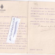 Documenti antichi: CARTA DEL MARQUÉS DE CERRALBO A DOS CORRELIGIONARIOS. 1919. TRADICIONALISMO. CARLISMO