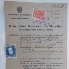 Documentos antiguos: CERTIFICADO DE PENALES. 1941 JEFE DEL REGISTRO CENTRAL DE PENADOS Y REBELDES