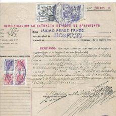 Documentos antiguos: R- MADRID 12- 12- 1.945 - CERTIFICADO DE NACIMIENTO DE JOSE MANUEL FERMIN RODRIGUEZ SOLER