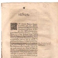 Documentos antiguos: REINO DE ARAGON. OFICIO PARA VACANTE DE LUGARTENIENTE GENERAL. SIGLO XVII