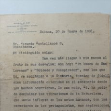 Documentos antiguos: CUBA ,CARTA DEL JEFE DEL DEPARTAMENTO DIRECCIÓN EJÉRCITO CONSTITUCIONAL,AÑO 1931