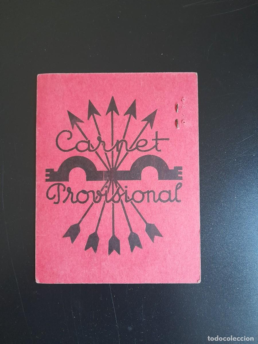 Documentos antiguos: Carnet provisional de Falange - Foto 1