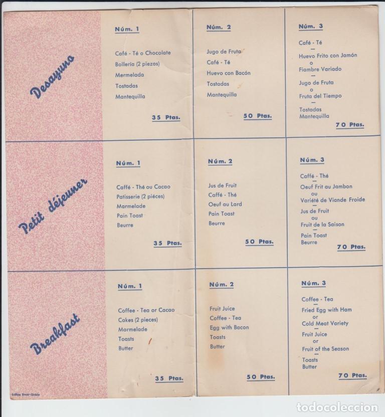 Documentos antiguos: Men&uacute; lista de precios en pesetas - Foto 2