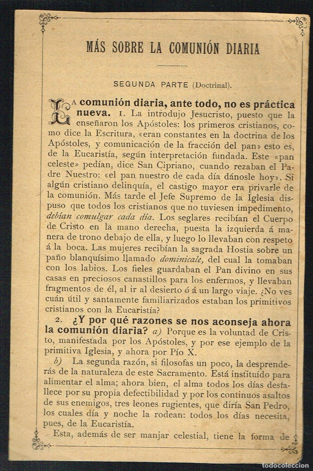 Documentos antiguos: M&Aacute;S SOBRE LA COMUNI&Oacute;N DIARIA - Foto 1