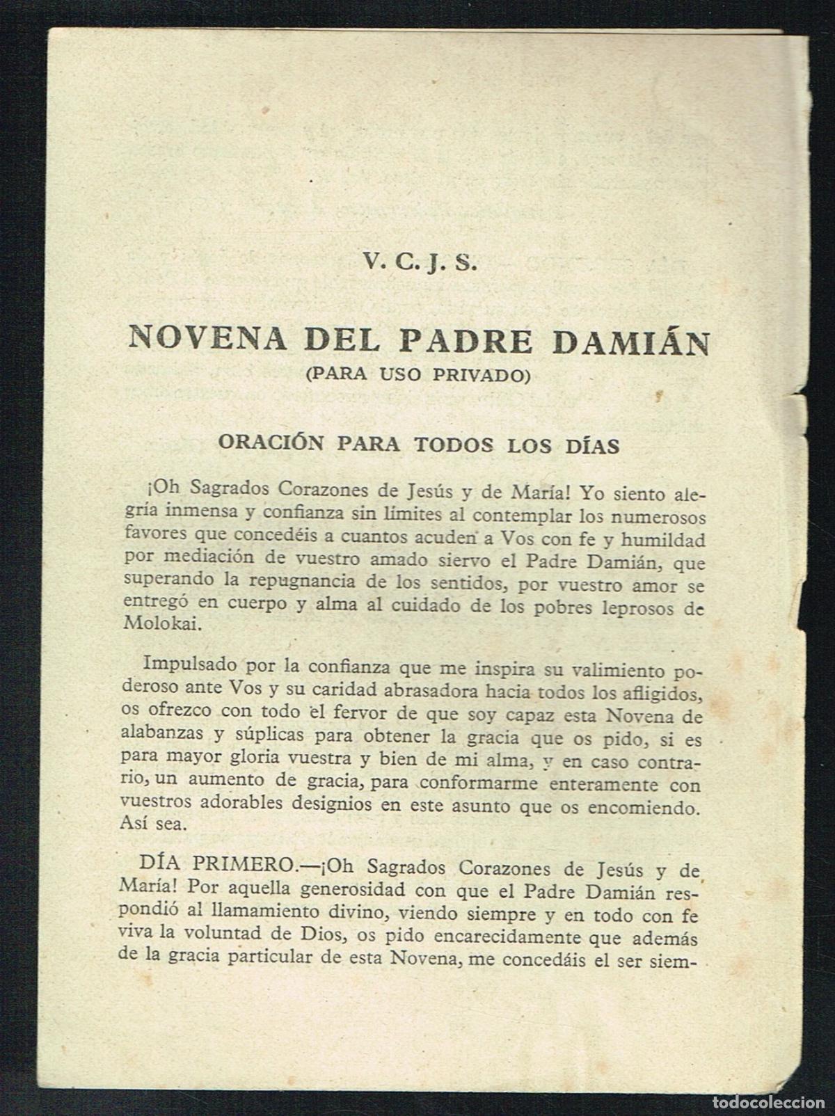 Documentos antiguos: NOVENA DEL PADRE DAMI&Aacute;N - Foto 1