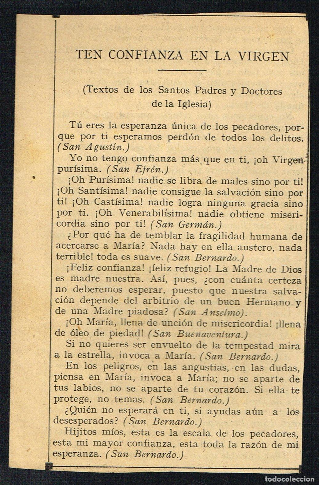 Documentos antiguos: TEN CONFIANZA EN LA VIRGEN - 1923 - Foto 1