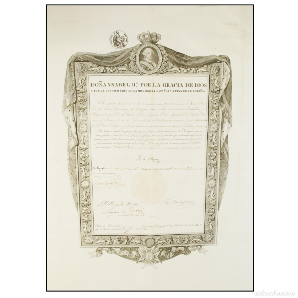 Documentos antiguos: ISABEL II - ORDEN DE SAN JUAN DE JERUSALEM - 1847