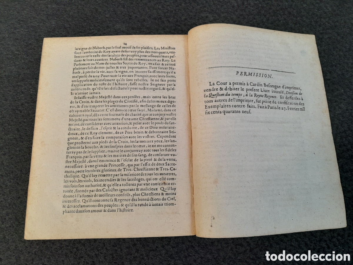 Documentos antiguos: DOC-607. DECISION DE LA QUESTION DU TEMPS A LA REYNE REGENTE. PARIS. 1649 - Foto 3