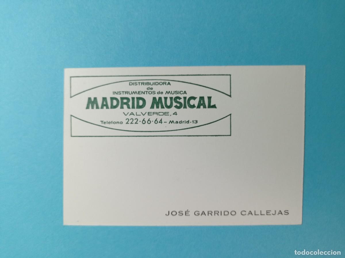 Documentos antiguos: TARJETA DE VISITA: MADRID MUSICAL, DISTRIBUIDORA INSTRUMENTOS M&Uacute;SICA. CALLE VALVERDE, MADRID. VER ++