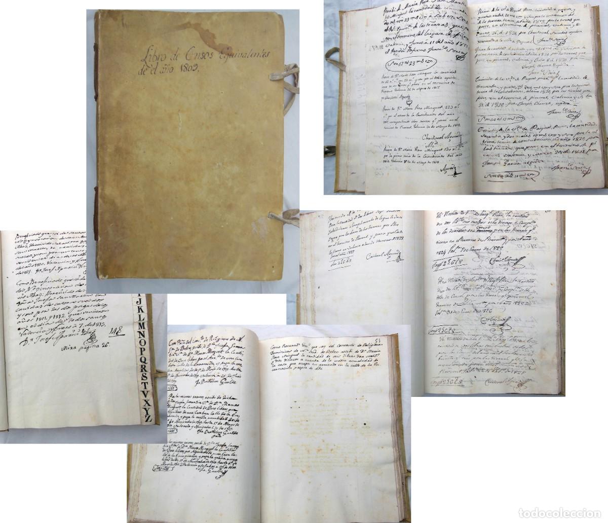 Documentos antiguos: LIBRO DE CENSOS EQUIVALENTES DE EL A&Ntilde;O 1809. Valencia - Foto 1