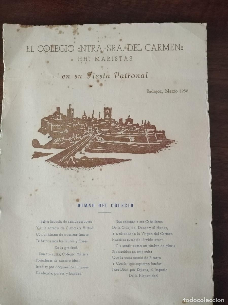 Documentos antiguos: Programa y recordatorios Maristas Badajoz. 1958 y 1959. - Foto 6
