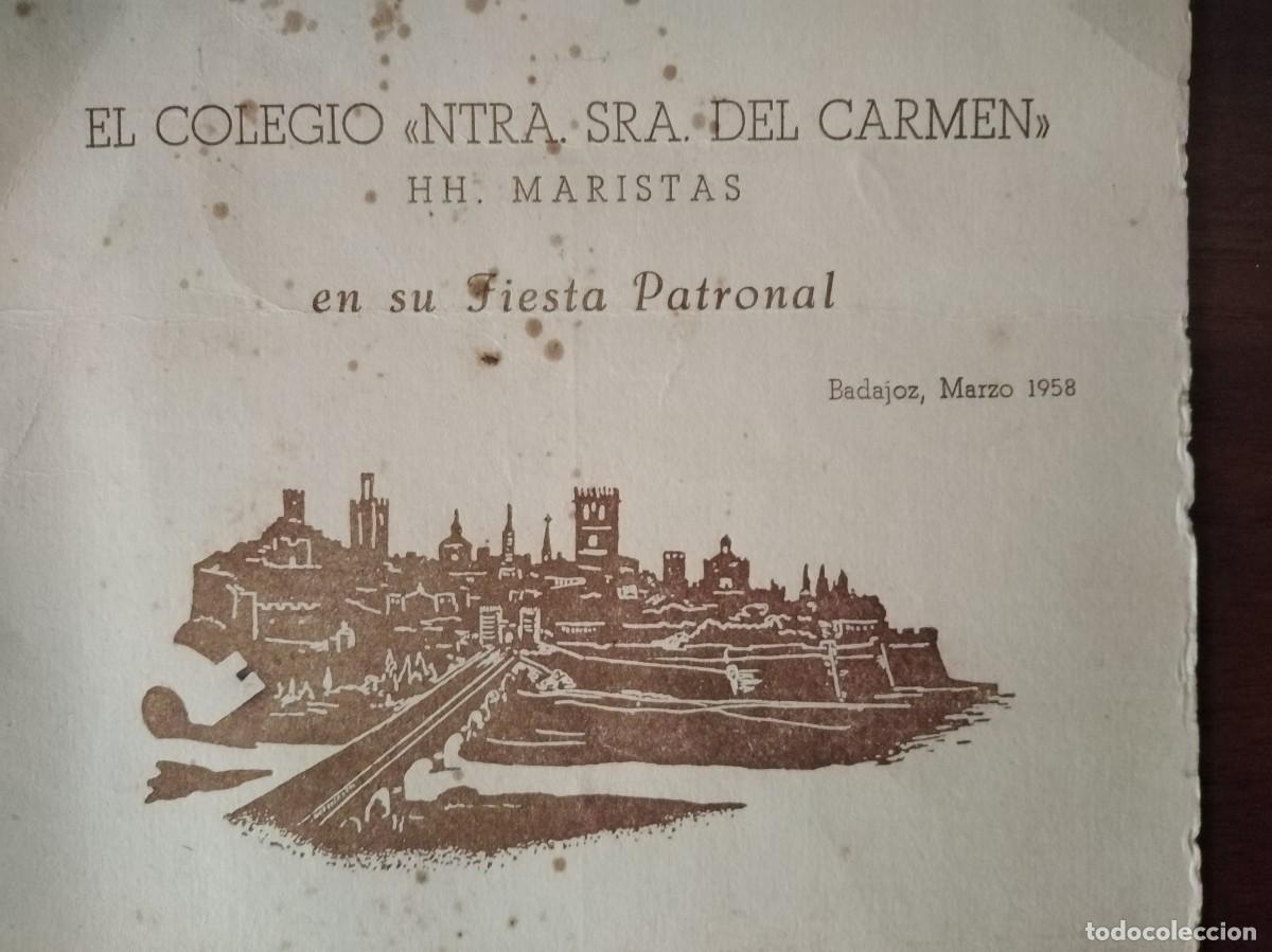 Documentos antiguos: Programa y recordatorios Maristas Badajoz. 1958 y 1959. - Foto 7