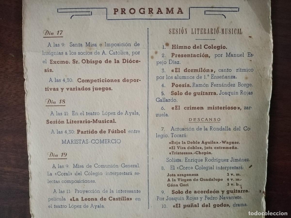 Documentos antiguos: Programa y recordatorios Maristas Badajoz. 1958 y 1959. - Foto 10
