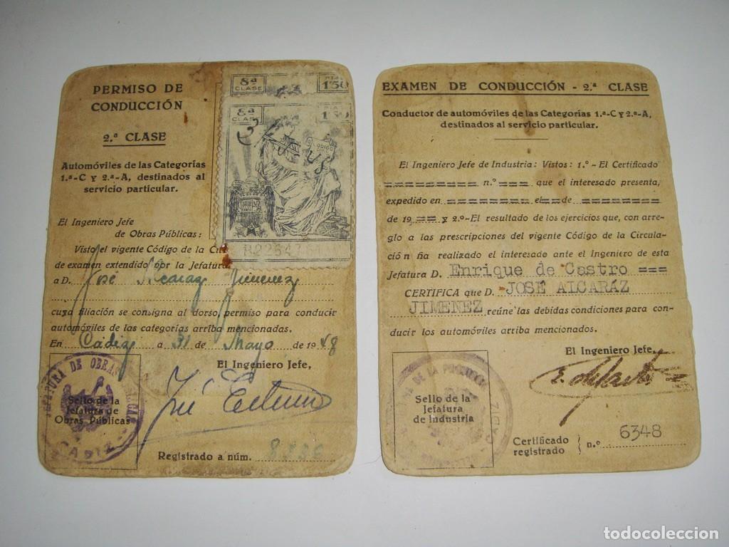 Old Documents: Permiso de Conducci&oacute;n de 2.&ordf; Clase y Certificado de Examen &middot; C&aacute;diz &middot; 1948