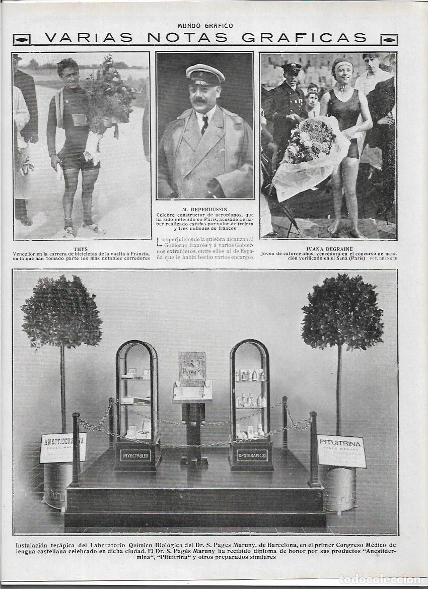 Documentos antiguos: A&Ntilde;O 1913 RECORTE PRENSA INSTALACION TERAPICA LABORATORIO QUIMICO PAGES MARUNY CONGRESO MEDICO BCNA