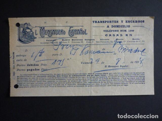 Alte Dokumente: EL MENSAJERO ESPA&Ntilde;OL AGENCIA DE TRANSPORTES RECIBO 1927