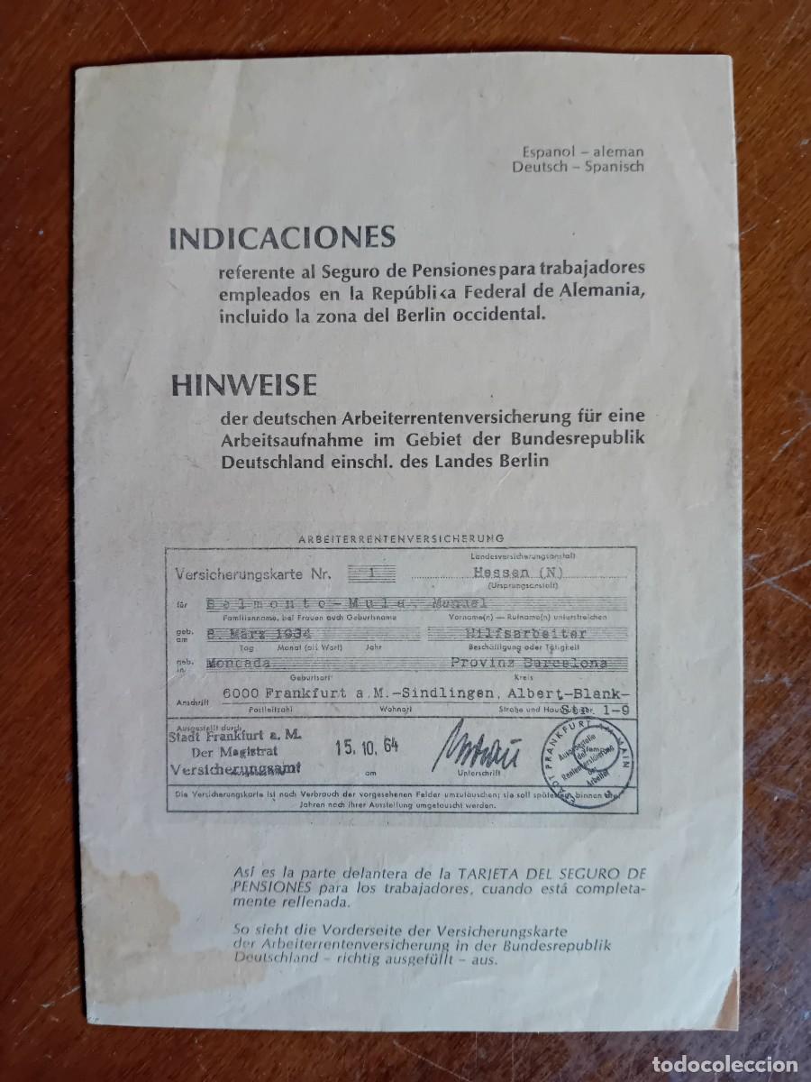 Alte Dokumente: Indicaciones seguro de pensiones en la Rep&uacute;blica Federal de Alemania y Berl&iacute;n Occidental 1964