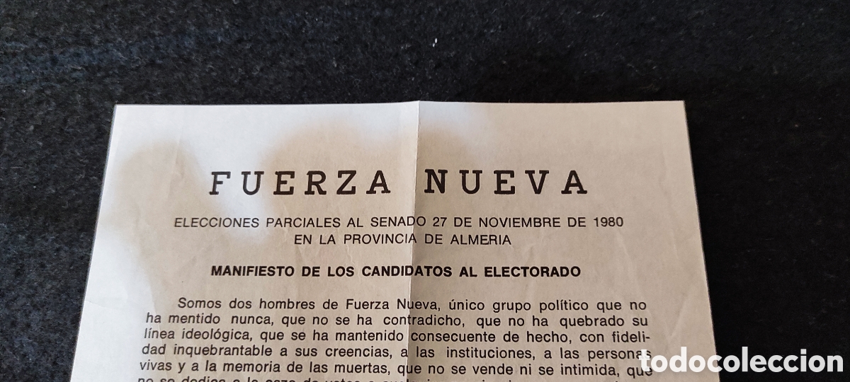 Old Documents: Manifiesto de los candidatos de Fuerza Nueva al electorado