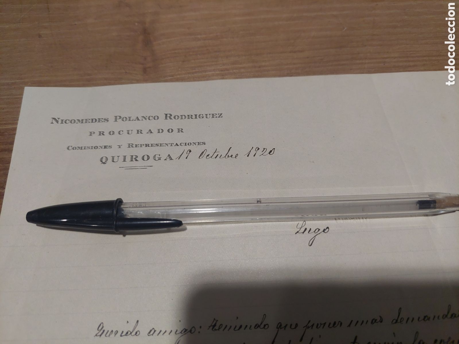 Documentos antiguos: Carta Quiroga abogado Nicomedes Polanco Rodr&iacute;guez 1920