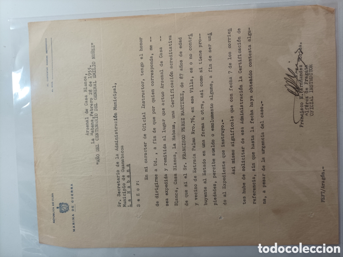 Documentos antiguos: Cuba, documento de la marina de guerra ,a&ntilde;o 1955 - Foto 1