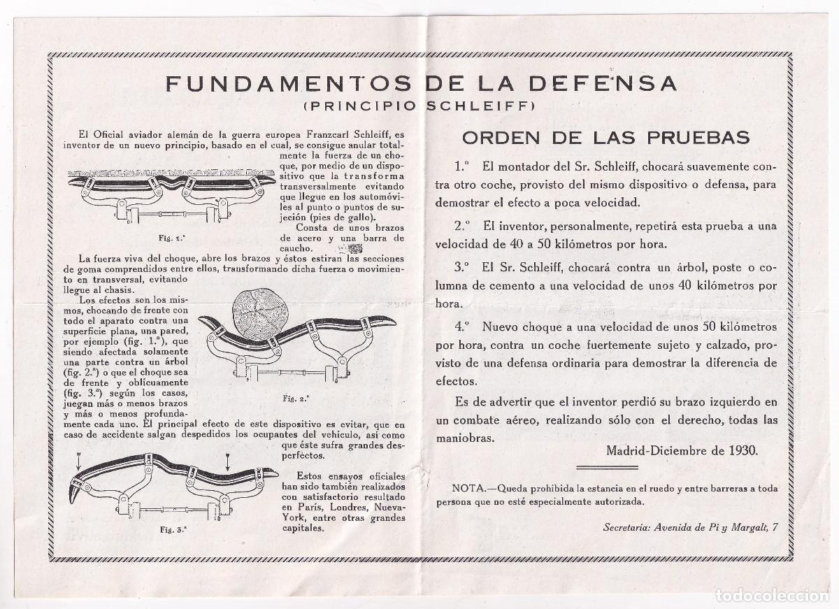Documentos antiguos: PROGRAMA DE PRUEBAS DE LA DEFENSA CASCO. REAL AUTOM&Oacute;BIL CLUB. 1930 - Foto 2