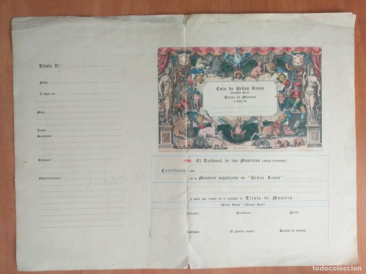 Documentos antiguos: DIPLOMA T&Iacute;TULO DE MONTERO - CIUDAD REAL - Foto 1