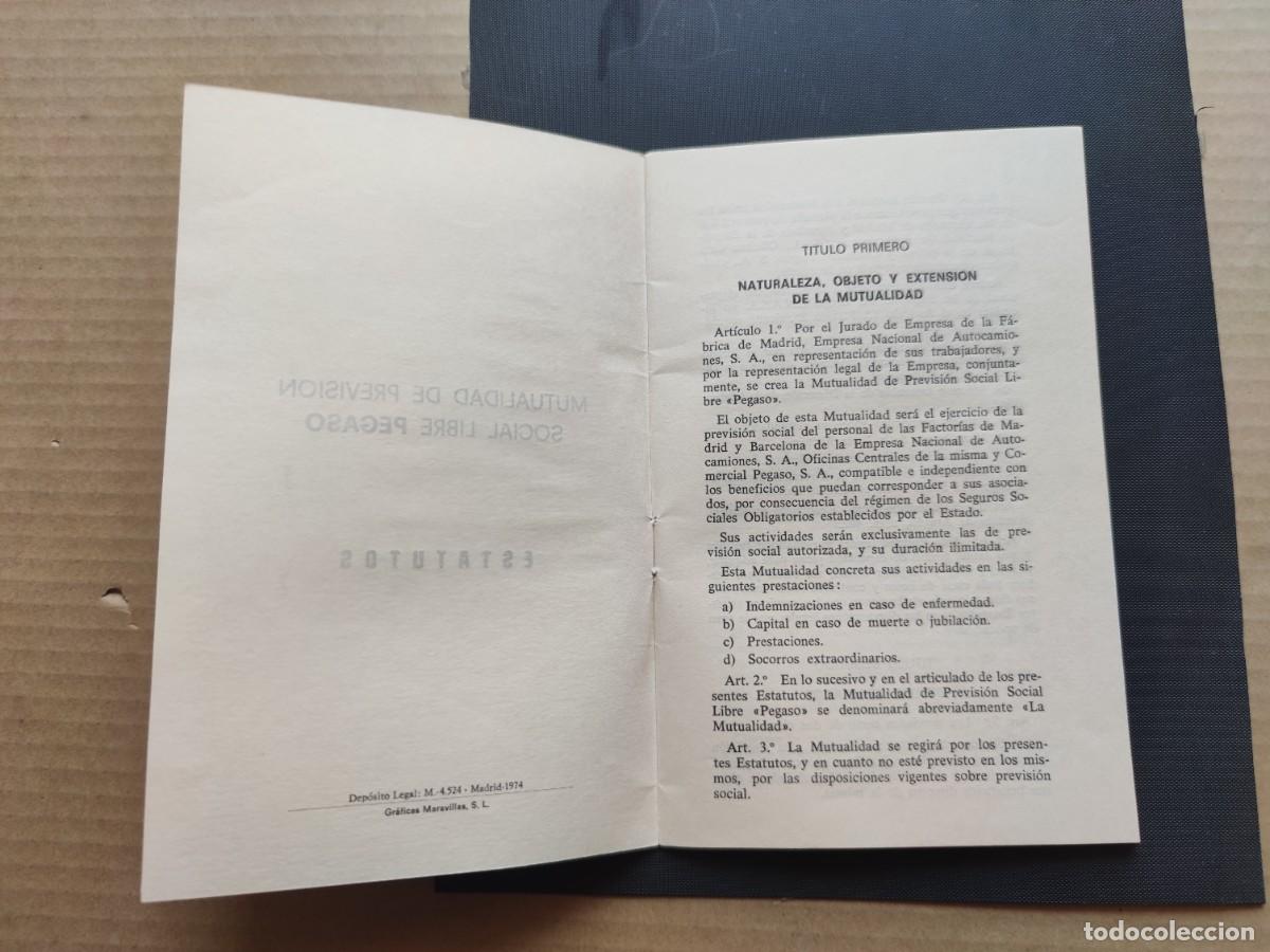 Documentos antiguos: ESTATUTOS DE LA PEGASO 1974. - Foto 2