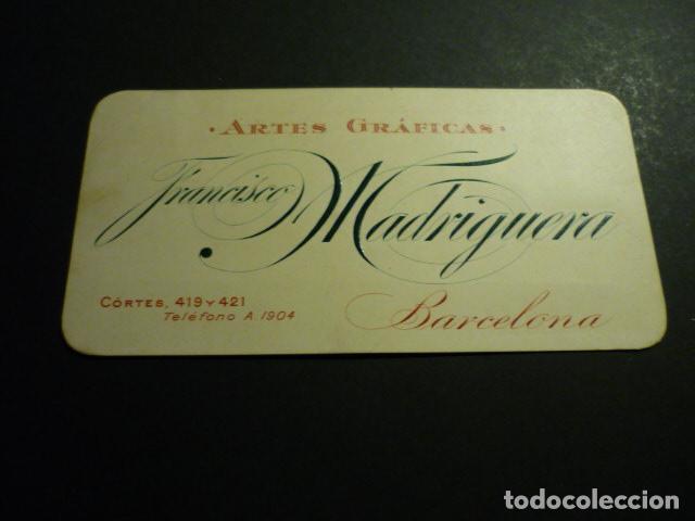 Documentos antiguos: BARCELONA ARTES GRAFICAS FRANCISCO MADRIGUERA TARJETA PUBLICITARIA 7,5 X 15 CM
