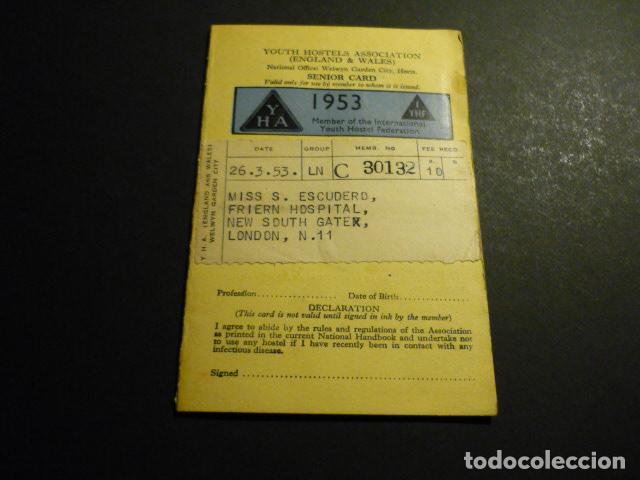 Old Documents: CARNET HOSTELERIA DE LONDRES 1953 ESPA&Ntilde;OLA