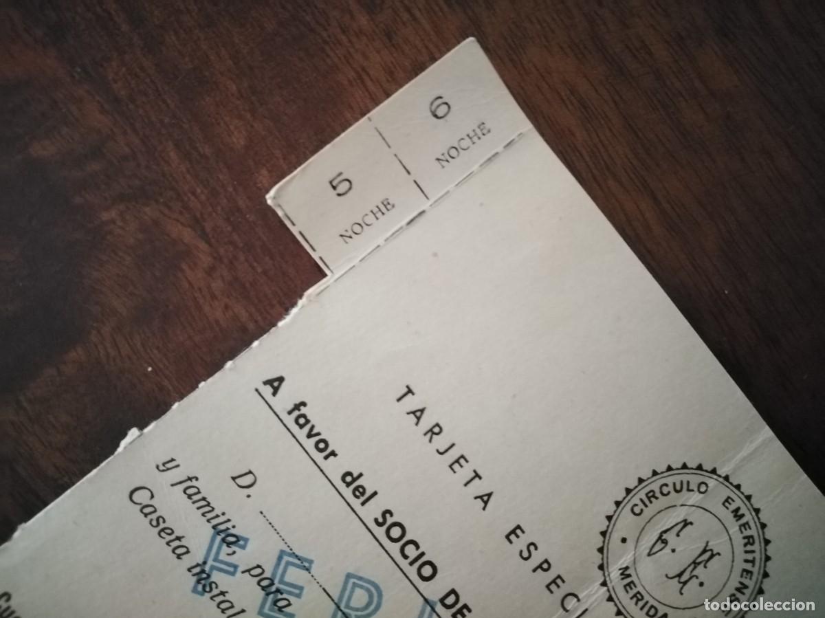 Documentos antiguos: Tarjeta socio C&iacute;rculo Emeritense Feria de M&eacute;rida. A&ntilde;o 1959 - Foto 4