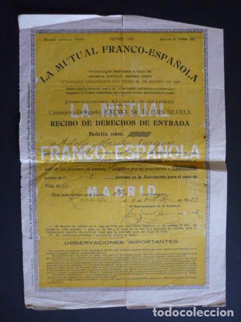 Documents Anciens: LA MUTUAL FRANCO ESPA&Ntilde;OLA POLIZA SEGURO LARACHE 1922