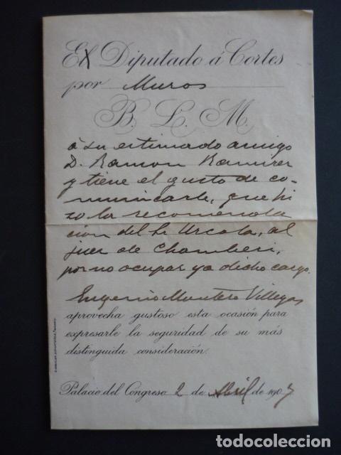 Alte Dokumente: MADRID 1907 CONGRESO DE LOS DIPUTADOS CARTA DIPUTADO POR MUROS LA CORU&Ntilde;A