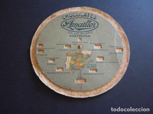 Documenti antichi: DISCO GEOGRAFICO DE ESPA&Ntilde;A PUBLICIDAD CHOCOLATES AMATLLER BARCELONA
