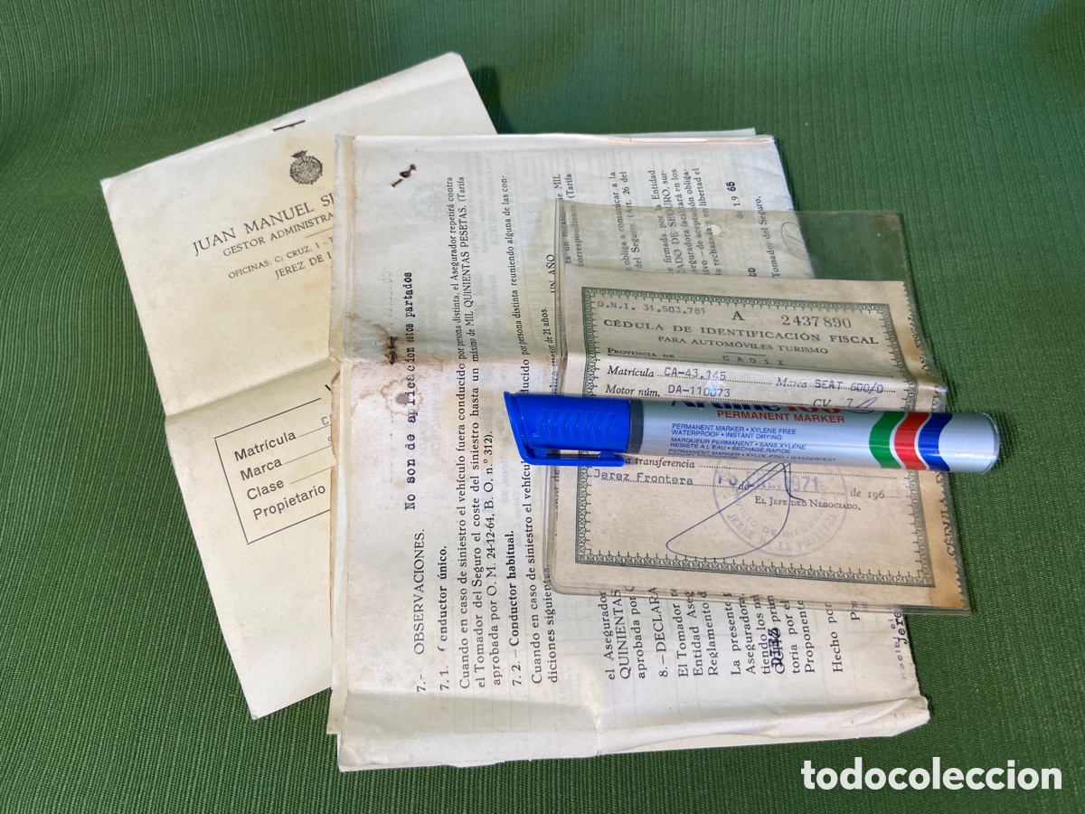 Documentos antiguos: Ficha de traspaso y otros documentos de seat 600 (600/D) - Foto 8