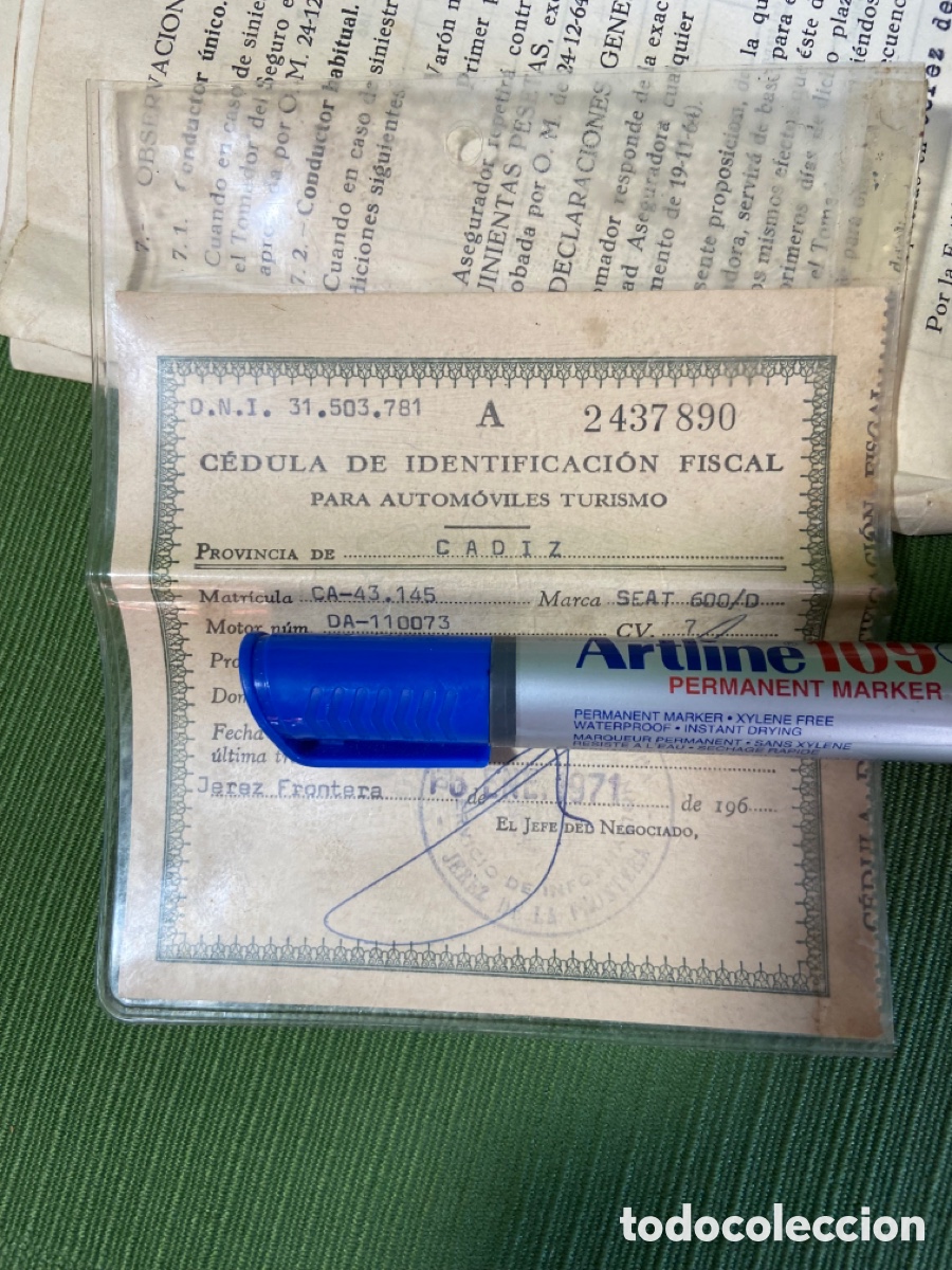 Documentos antiguos: Ficha de traspaso y otros documentos de seat 600 (600/D) - Foto 9