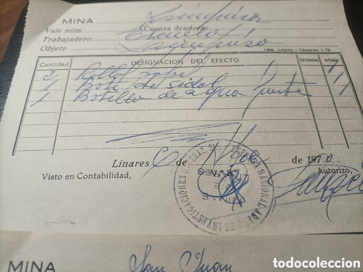 Documentos antiguos: Recibos mina de adaro Linares Ja&eacute;n - Foto 2