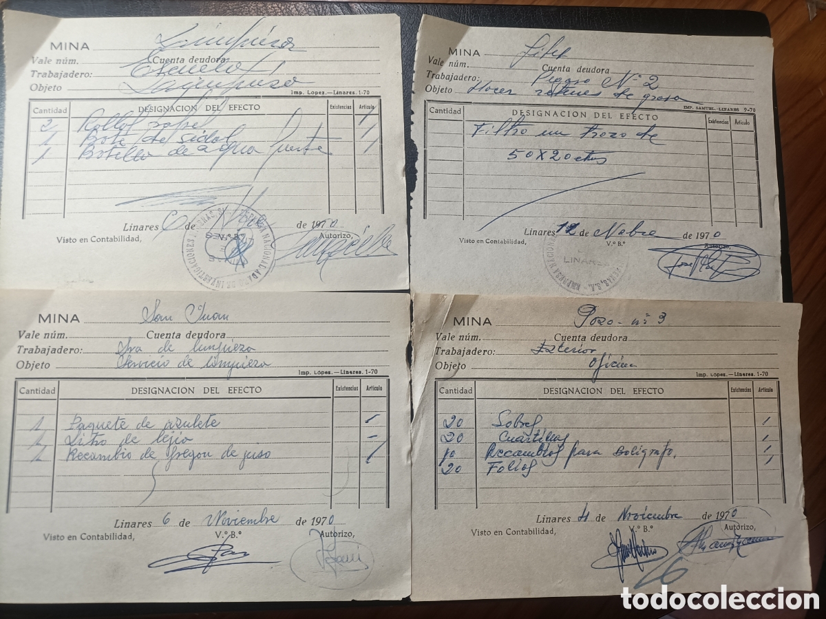 Documentos antiguos: Recibos mina de adaro Linares Ja&eacute;n - Foto 1