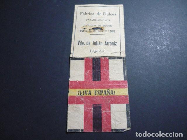 Old Documents: LOGRO&Ntilde;O FABRICA DE DULCES VDA JULIAN ARRONIZ IMPRESO GUERRA CIVIL BANDERA FALANGE HIMNO EXPLORADORES