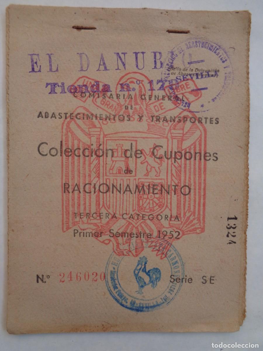 Documentos antiguos: POST GUERRA : CARTILLA DE RACIONAMIENTO . EL DANUBIO , TIENDA N&ordm; 179 . SEVILLA 1952