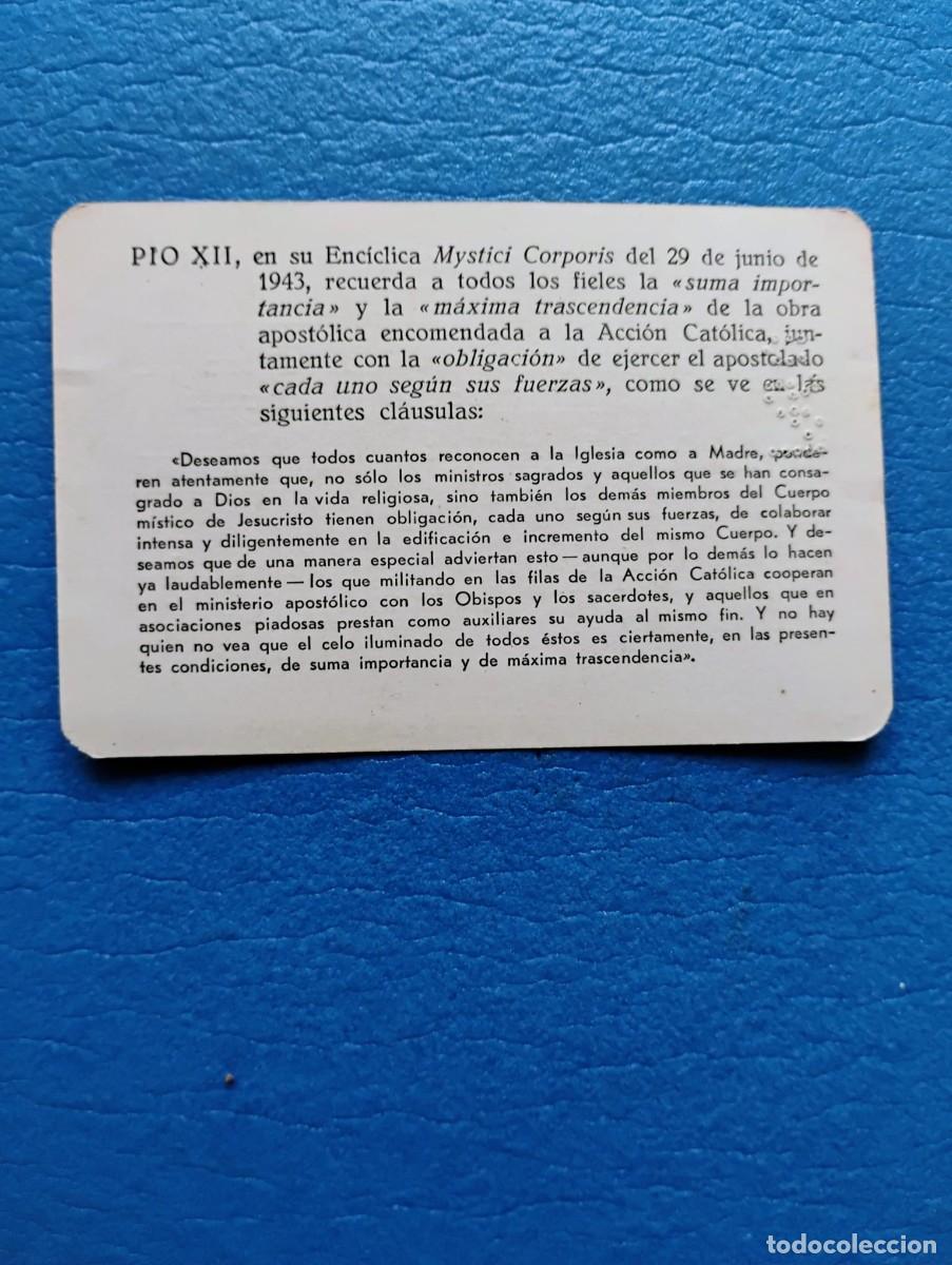 Documentos antiguos: ANTIGUO DOCUMENTO TARJETA DE ACCION CATOLICA - 1950 - Foto 2