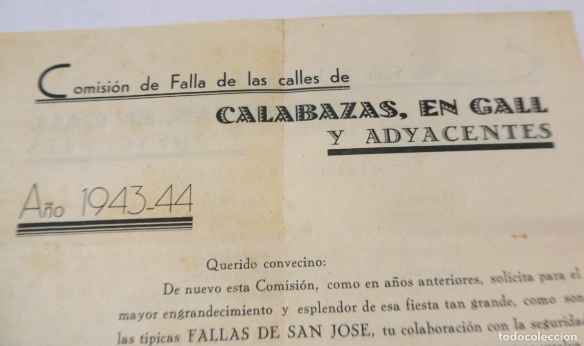 Documentos antiguos: Boletin de subscrici&oacute;n FALLA DE LA CALLE CALABAZAS - EN GALL Valencia 1943-44