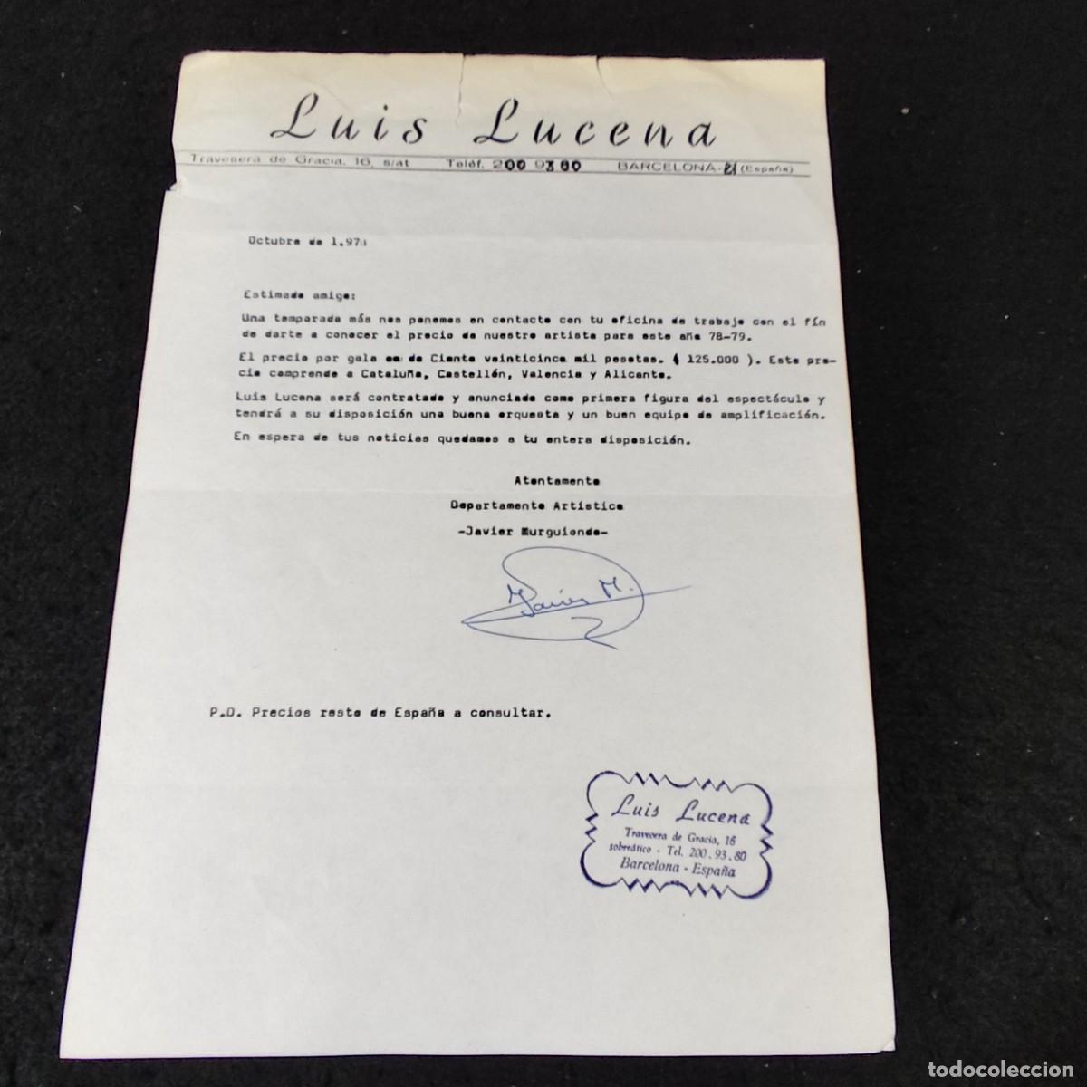 Documentos antiguos: DOCUMENTO - DEPARTAMENTO ART&Iacute;STICO LU&Iacute;S LUCENA - 1978 / 960 - Foto 1