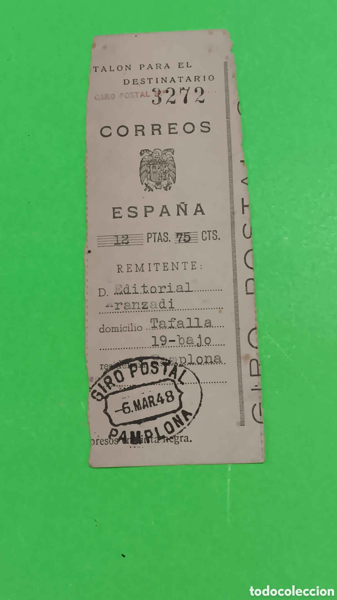 Documentos antiguos: &rdquo;&rdquo;ANTIGUO RESGUARDO DE GIRO POSTAL&rdquo;&rdquo;...1948... - Foto 1