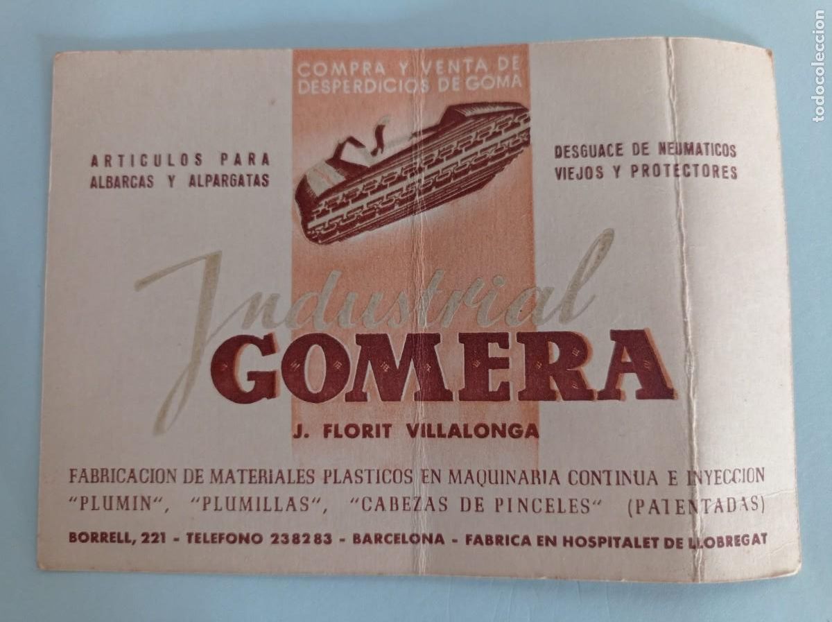 Documentos antiguos: tarjeta visita Gomera albarcas y alpargatas j. florit hospitalet de llobregat Barcelona