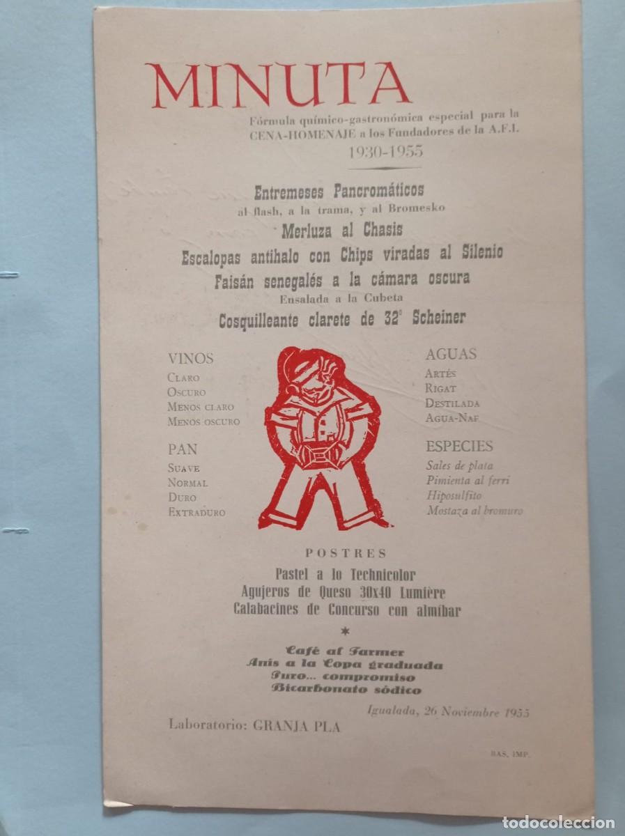 Documentos antiguos: cena especial a los fundadores A.F.I. 1930-1955 Igualada 1955