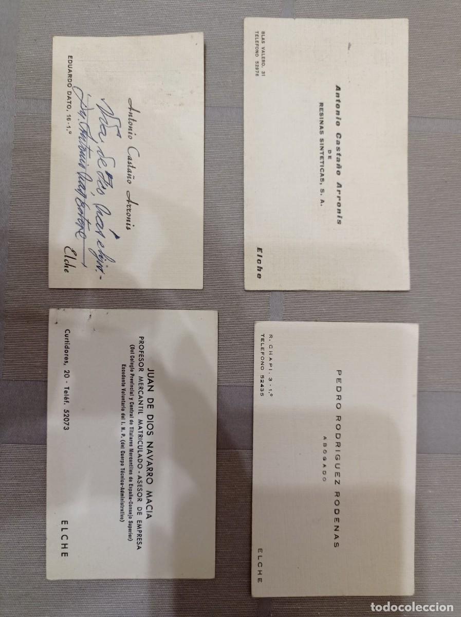 Documentos antiguos: 4 tarjetas de visita de Elche - Foto 1