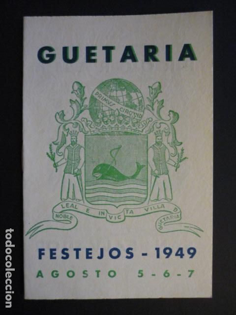 Documentos antiguos: GUETARIA GUIPUZCOA PROGRAMA DE FIESTAS 1949 - Foto 1
