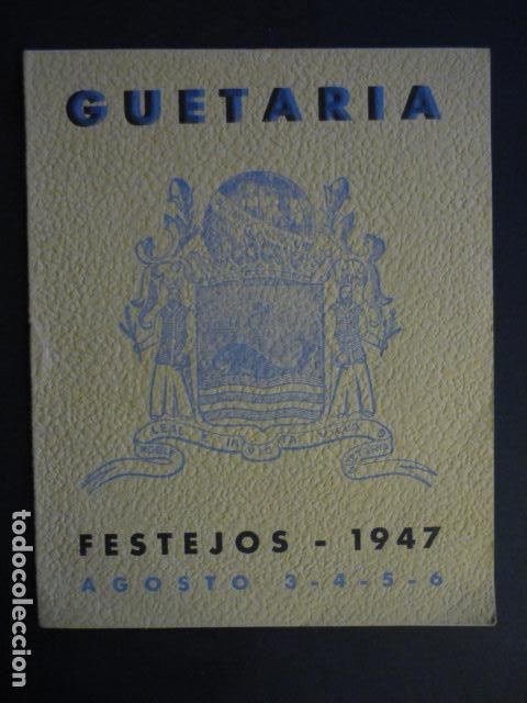 Documentos antiguos: GUETARIA GUIPUZCOA PROGRAMA DE FIESTAS 1947 - Foto 1