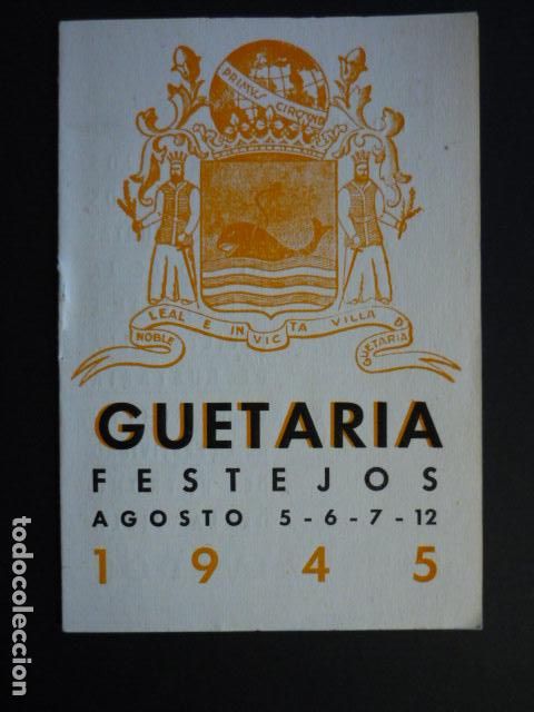 Documentos antiguos: GUETARIA GUIPUZCOA PROGRAMA DE FIESTAS 1945 - Foto 1